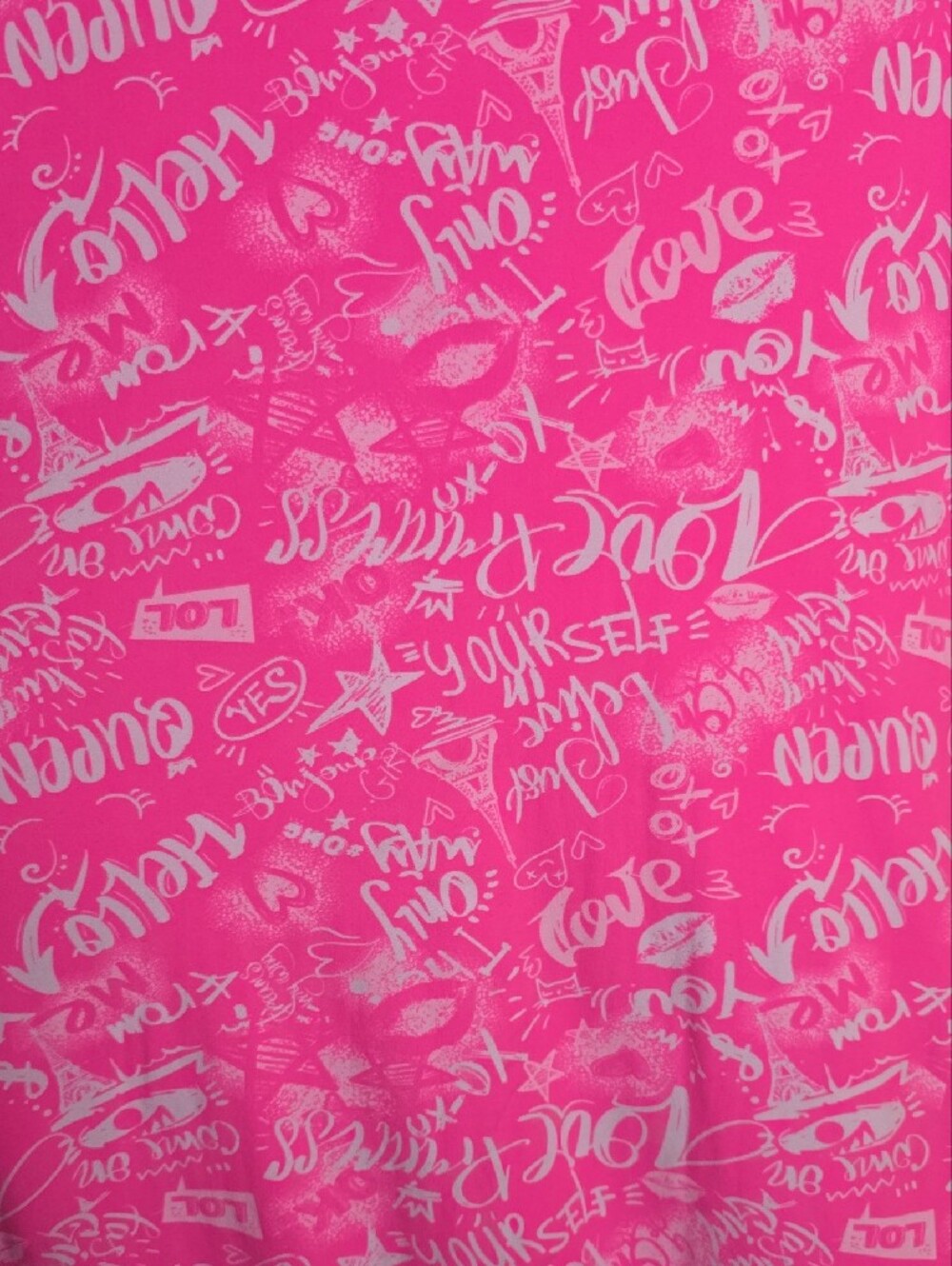 SATUR DAZE ONE SIZE OS Pink Grafetti Script V-Neck Lounge Caftan - Picture 4 of 5